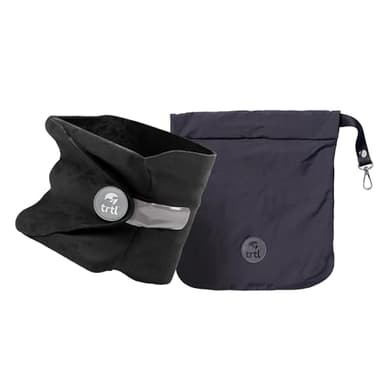 trtl Travel Pillow - Airplane Pillow for Neck and Shoulder Support - Soft, Lightweight, Machine-Washable Travel Pillows for Airplanes - Black