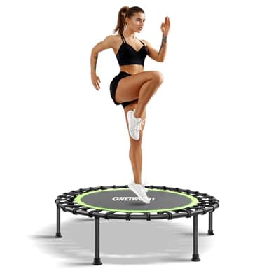 ONETWOFIT 42"/45" Rebounder Trampoline for Adults, Silent Mini Trampoline Indoor Exercise Fitness Trampoline Bungee Rebounder Workout (Green)