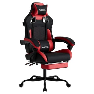 Gaming Chair with Footrest,High Back with Massage Reclining Computer Chair， Big and Tall Racing Gaming Chair Ergonomic Game Chair for Adults PVC Leather (Red)