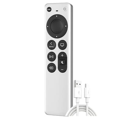 Replacement Remote Compatible with Apple TV, 4K/HD, Charging, Rechargeable, USB-C (No Siri and Voice)