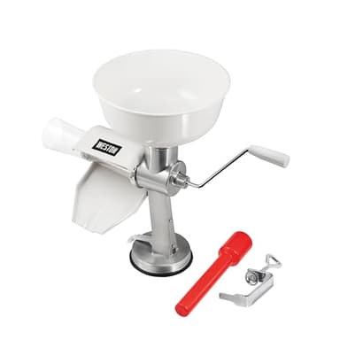 Weston Food Strainer and Sauce Maker for Tomatoes, Apples, Fresh Fruits and Vegetables, 1 Gallon Hopper, Dual-Mount Suction Base and C-Clamp, White, 07-0801