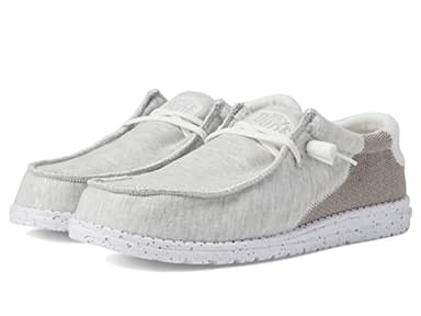 Hey Dude Men's Wally Stitch | Men's Loafers | Men's Slip On Shoes | Comfortable & Light-Weight, Optical White, 11