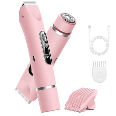Bikini Trimmer Women, POPYES 2026 Upgrade Painless Electric Razor & Body Hair Shaver, Wet & Dry Waterproof for Shower Use, 2in1 Head with LED, USB Rechargeable with Cable, for Bikini Line, Legs, Underarms, Travel & Home Care for Daily Use - Pink