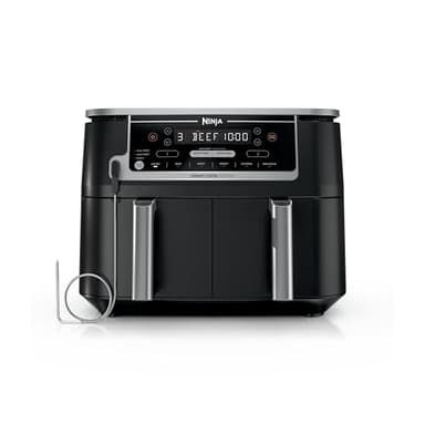 Ninja Foodi 10 QT 6-in-1 DualZone Smart XL Air Fryer, 2 Independent 5QT Baskets, Smart Cook Thermometer, Match Cook, Smart Finish, Air Fry, Roast, Bake, Dehydrate, Reheat, Grey, DZ550