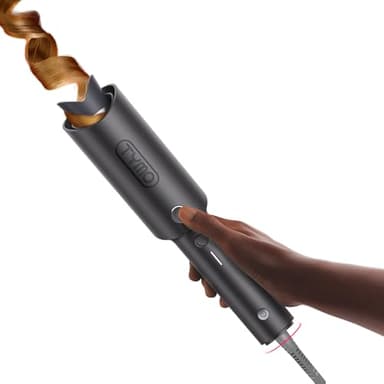 TYMO CURLPRO Automatic Rotating Curling Iron - Beach Waves Curling Wand, Portable Hair Curler, 500 Million Ionic, Dual Voltage & Lightweight for Travel, Ceramic Coating, Metallic Gray 1 1/4 inch