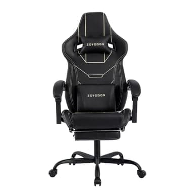 Video Gaming Chair with Footrest, Ergonomic Gamer Chair with Lumbar Support, Height Adjustable Swivel Racing Gaming Massage Chair, Reclining Computer Office Desk Chair for Adults
