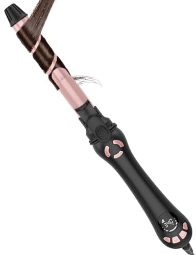 New Version Lanvier Rotating Curling Iron 1 Inch Automatic Curling Wand for Waves; Tourmaline Ceramic Self Curler with 2 Rotating Speed, 11 Adjustable Temperature & Dual Voltage for Worldwide Use