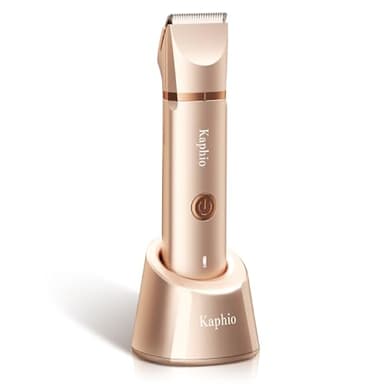 Bikini Trimmer for Women with Dual Head - IPX7 Waterproof & Painless Eletctric Razors for Public Hair - Eletric Shaver for Underarm Leg Body (Gold)