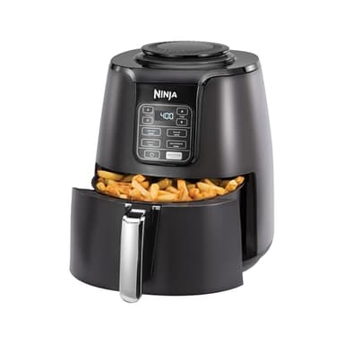 NINJA AF101C, Air Fryer, 3.8L Less Oil Electric Air Frying, Equipped with Crisper Plate + Multi-Layer Rack + Non Stick Basket, Programmable Control Panel, Black, 1550W, (Canadian Version)