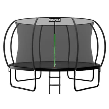 Bestmate 14FT Outdoor Trampoline for Kids Adults, ASTM Approved Backyard Large Trampolines with Safety Net and Ladder(Black)