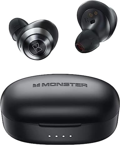 Monster Achieve 100 AirLinks Wireless Earbuds,Super Fast Charge,Bluetooth 5.0 in-Ear Stereo Headphones with USB-C Charging Case,Built-in Mic for Clear Calls,Water Resistant Design for Sports