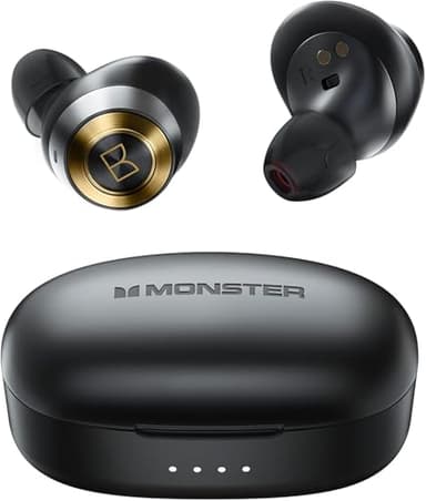 Monster Achieve 100 AirLinks Wireless Earbuds,Super Fast Charge,Bluetooth 5.0 in-Ear Stereo Headphones with USB-C Charging Case,Built-in Mic for Clear Calls,Water Resistant Design for Sports