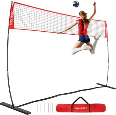 Volleyball Net, 12ft/20ft Training Net Set Height Adjustable, Portable Freestanding Practice Net for Hitting or Serving Drills, Pop up Nets for Backyard Outdoor