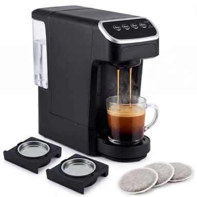 Pelecom Coffee Machine – Compatible with Senseo Pods – Fast Brewing Single-Serve Coffee Maker with Rich Flavor Extraction, Crema Layer, Space-Saving Sleek Design, Barista-Quality Taste