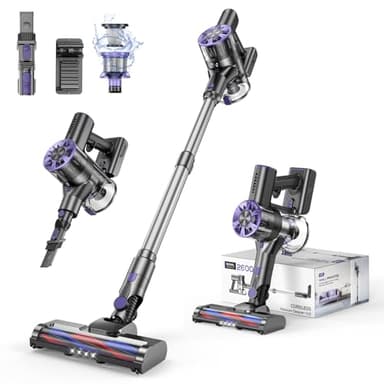 Cordless Vacuum Cleaner for Home, 80,000PRM Powerful 4 in 1 Lightweight Stick Vacuum with 2 Adjustable Suctions, Max 40 Mins Runtime, 2600mAh Rechargeable Vacuums (Rose Purple)