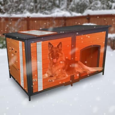 Extra Large Insulated Dog House 59.1" L Dog Kennel 6 Sides All-Round Foam Winter Weatherproof for Small Medium Large Extra Large Dogs with Strong Metal Chew Proof Frame