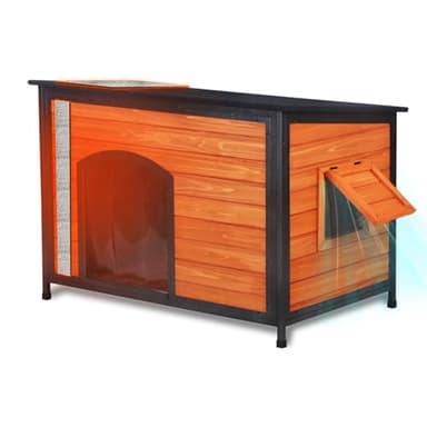 43.3" L Dog House Outdoor Insulated Large Dog Kennel 6 Sides All-Round Foam Winter Weatherproof for Small Medium Large Dogs with Strong Metal Chew Proof Frame