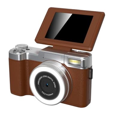 4K Digital Camera for Photography Autofocus Vlogging Camera with 180° Flip Screen 18X Zoom, 48MP Compact Travel Cameras with 2 Batteries for YouTube Selfie Teens Adults (Brown)
