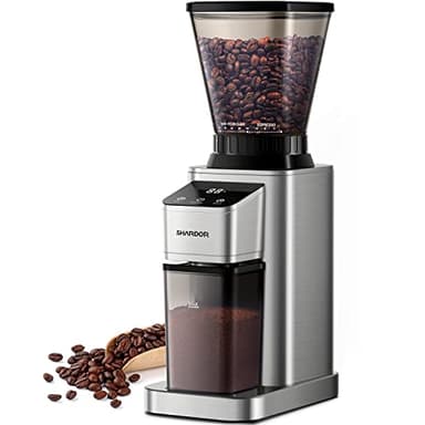 SHARDOR Anti-Static Conical Burr Coffee Grinder, Adjustable Electric Coffee Grinder with 48 Precise Grind Settings, Touch Screen Coffee Mill with Electronic Precision Timer,for Use Home, Black
