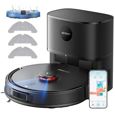 Airzeen Robot Vacuums and Mop, 8000Pa Suction Self-Emptying Robot Vacuum, Aspirateur Robot Cleaner, Lidar Navigation 180Mins Runtime,Schedule,App Alexa Control for Carpet/Pet Hair, Q10 Pro