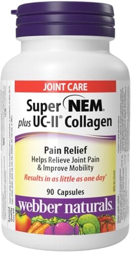 Webber Naturals Super NEM Plus UC-II Collagen, 90 Capsules, Eggshell Membrane to Help Relieve Joint Pain, Stiffness, and Mobility