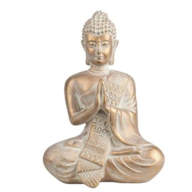 TERESA'S COLLECTIONS Buddha Statue Indoor, Zen Decor, Meditation Buddha Home Decor for Spiritual Room, Boho Gold Statue, Office Table Living Room Decorations Gifts for Mom Mother Day, 6.3 Inches