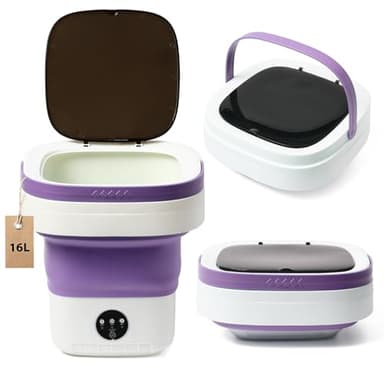 PXNTLA Mini Portable Foldable Washer - 16L Portable Washing Machine, Spin dryer, Small Folding Washing Machine 3 Cleaning Modes for Baby Clothes/Intimate Apparel, for Travel, Home