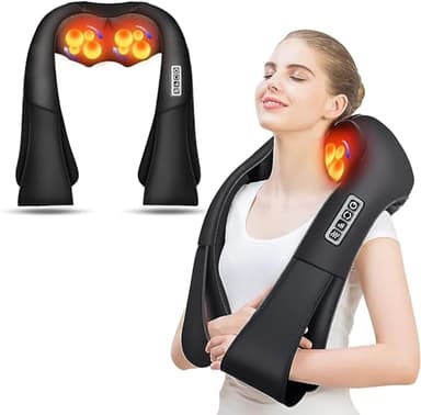 AERLANG Shiatsu Neck and Shoulder Massager, Back Massager with Heat Deeper Tissue Kneading Massage for Shoulder, Neck and Back Massage Electric Massagers-mothers Day Gift Ideas (NOT Cordless)