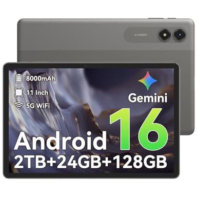Android 16 Tablet,11 Inch Tablet with 24GB RAM 128GB ROM,Octa-Core T7250 Processor,90Hz Display,8000mAh with Fast Charging & OTG Reverse Charge,Gemini AI Tablets,Smart Camera,4-Year Warranty