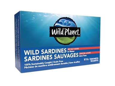 Wild Planet Wild Sardines in Water, Tinned Fish, Sustainably Caught, Non-GMO, Kosher, Gluten Free, Keto and Paleo - 125g