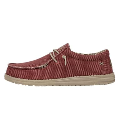 Hey Dude Men's Wally Stitch Loafers | Men's Slip On Shoes | Pompeian Red, 12