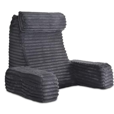 ENITYA 22" XL Ergonomic Bed Pillow for Sitting Up，Backrest Cushion for Reclining,Gaming,Resting,Watching TV,Recovery in Bed, Couch or Floor, Removable Cover, Black