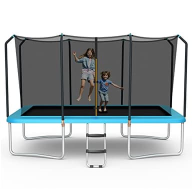 Giantex Trampoline, 8 FT x 14 FT ASTM Certified Rectangular Trampoline with Enclosure, Ladder, Double-Side Galvanized Steel Frame, Max Load 440 Lbs, Outdoor Recreational Trampolines for Kids, Adults