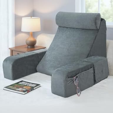 Oillase Reading Pillow for Sitting in Adult, Back Pillow for Bed Sitting up, Reading Rest Pillows for Watching TV/Gaming/Resting in Bed, Couch or Floor, Medium 19"(Grey)