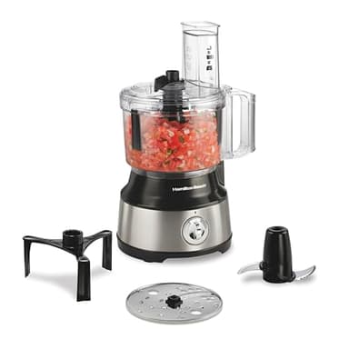 Hamilton Beach Food Processor & Vegetable Chopper for Slicing, Shredding, Mincing, and Puree, 10 Cups + Easy Clean Bowl Scraper, Black and Stainless Steel (70730C)