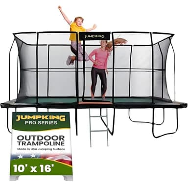 JumpKing Rectangular Trampoline Outdoor 16FT with Enclosure, Ladder, and Net, Large Recreational Trampoline for Kids and Adults, ASTM Compliant, Heavy Duty, Weather-Resistant, 1200LBS Capacity