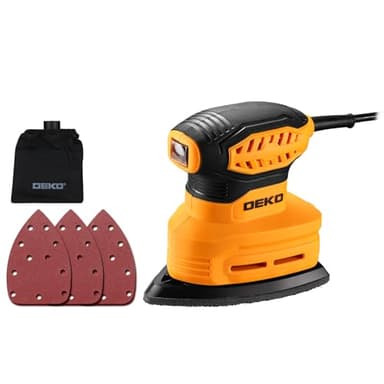 DEKOPRO Detail Sander Power Electric 14000RPM Mouse Sanders Tool, 3pcs Sandpapers, Sander with Vacuum Dust Collector, Electric Sanders for Wood, Woodworking