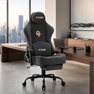 Submi Gaming Chair, Gaming Chairs for Adults, Ergonomic Computer Chairs with Footrest & Lumbar Support, High Back Fabric PC Office Chair, Gamer Chair, 165°Recliner, Teens, 350LBS, Comfy, Deep Grey
