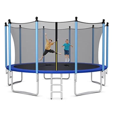 Giantex Trampoline, 8Ft 10Ft 12Ft 14Ft 15Ft 16Ft ASTM Certified Approved Recreational Trampolines with Enclosure Net, Outdoor Large Trampoline with Ladder for Adults Kids (15Ft 5 Legs)