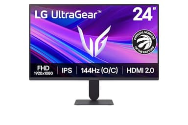 LG Gaming Monitor 24G411A-B 24-inch Ultragear/Full HD (1920 x 1080)/ IPS /144Hz (O/C) / 1ms MBR/NVIDIA G-Sync Compatible, AMD FreeSync / HDR10 / HDMI, DisplayPort/Slim Stand, Black
