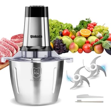 Electric Meat Grinder, 500 W Powerful Food Processors, 14 Cup Stainless Steel Bowl, 3 Speed Modes 4 Bi-Level Blades for Onions, Meats, Nuts, Fruits, Garlics, Vegetables, Baby Food