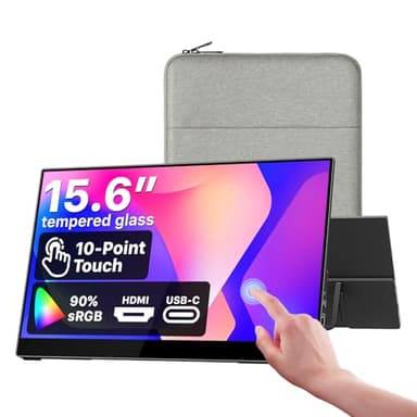 cocopar Portable Monitor Touchscreen 15.6 Inch 1080P FHD 90% sRGB Travel Monitor with Speaker HDMI USB-C Second Screen for Laptop MacBook Surface PC Xbox PS4/5, VESA Mountable, with Touchscreen