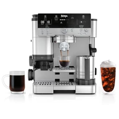 Ninja Luxe Café Premier Series Espresso Machine, Drip and Quick Cold Brew Coffee Maker, Built-in Grinder, Assisted Handling, Hands-free Frother, Cappuccinos and Lattes,