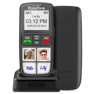 Easyfone Prime-T6 4G Picture Button Mobile Phone for Seniors, The Easiest-to-Use Clear Sound Cell Phone with SOS Button and an Easy Charging Dock for Elderly, Dementia, Alzheimer's or Memory Loss