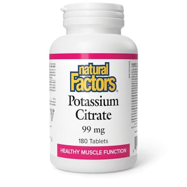 Natural Factors Potassium Citrate 99 mg 180 Tablets, Healthy Muscle Function