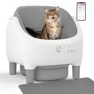 Citylife Automatic Cat Litter Box with APP Control, Extra Large Self Cleaning Litter Box for Multiple Cats, Open-Top Odor-Free Electric Kitty Litter Boxes, Safety Sensors Includes Trash Bags