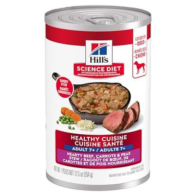 Hill's Science Diet Senior 7+ Healthy Cuisine Canned Dog Food, Hearty Beef, Carrots & Peas Stew 12 x 354 g Can