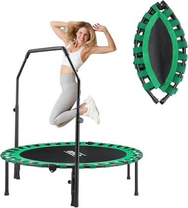 AOTOB 48" Fitness Trampoline for Adults, Max Load 450 LBS, Foldable Mini Rebounder with Durable Bungees, Small Exercise Trampoline for Workout for Quiet & Safely Bounce