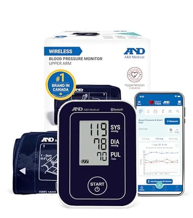 A&D Medical Bluetooth Blood Pressure Monitor for Home Use, UA-651CNBLE – Upper Arm Precise BP Machine – Wide Range Cuff (8.6–16.5” / 22-42 cm), One Click Operation, iOS & Android Compatible, AA Batteries