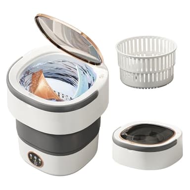 Portable Washing Machine 16L —Small Foldable Washer with Spin Basket, Mini Laundry Machine for Travel, Dorms, Camping, Ideal for Baby Clothes, Underwear, Socks Gray